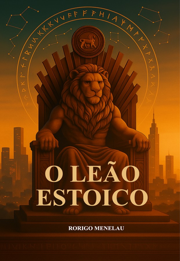 Capa do livro O Leão Estoico, de Rodrigo Menelau